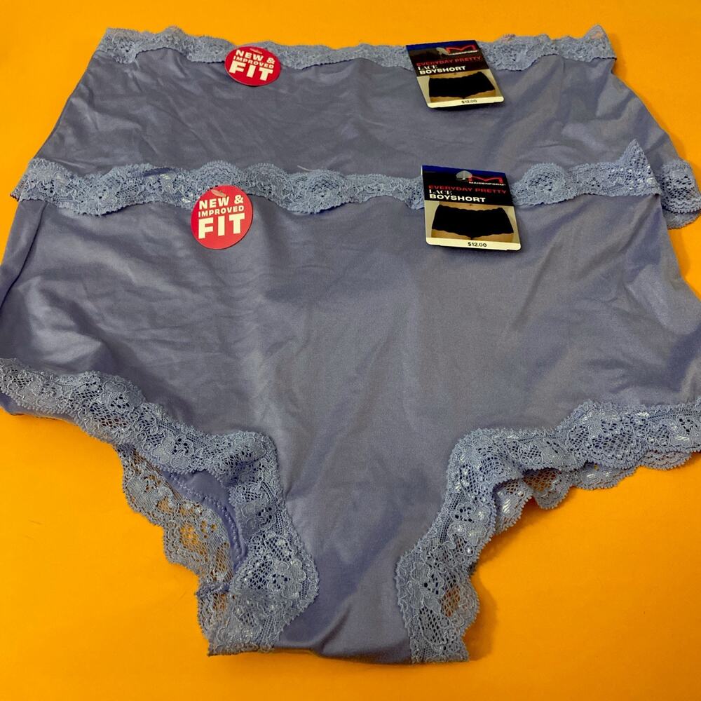 NEW! SET OF 2 MAIDENFORM LAVENDER BOY SHORTS W Lace Trim/ Size EXTRA LARGE / 8